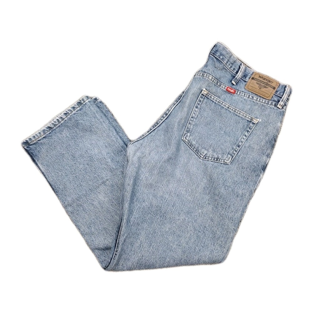 Mens Wrangler Jeans Size 40x30 Regular Fit Blue Straight Leg Denim Pants Dad
